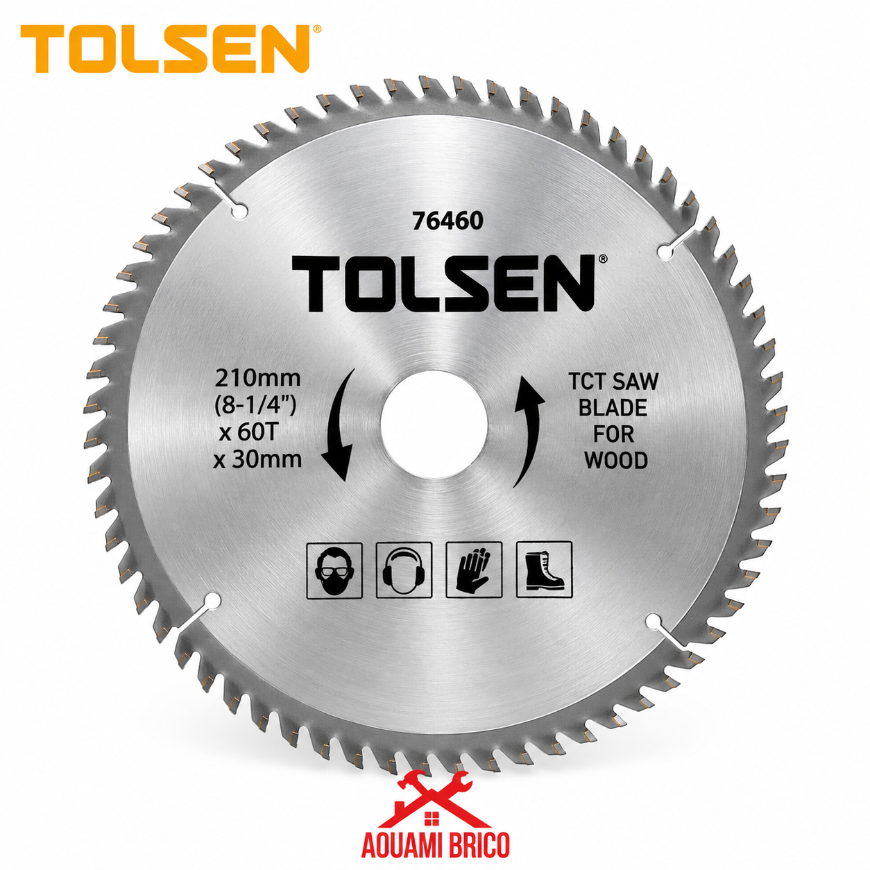 Lame de Scie Circulaire TOLSEN pour Bois – 210 mm, 60 Dents