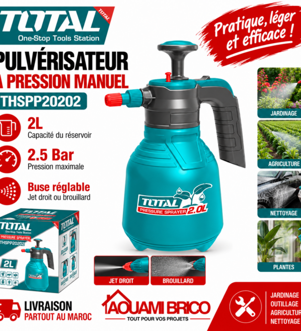 Pulvérisateur à Pression TOTAL THSPP20202 – 2L, 2,5 Bar