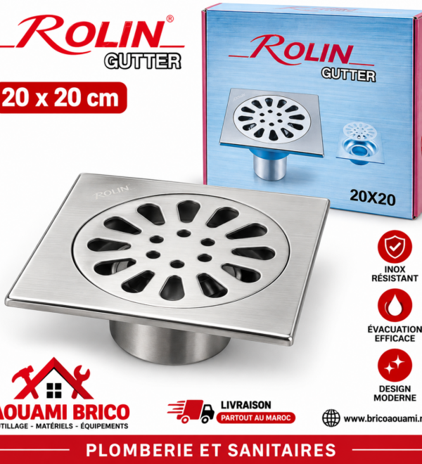 Siphon de Sol Carré ROLIN en Inox – 15×15 cm & 20×20 cm pour Douche et Évacuation d’Eau