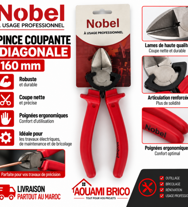 Pince Coupante Diagonale NOBEL 2010 – 160 mm, Acier Chrome-Vanadium