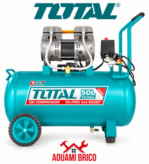 Compresseur d’Air TOTAL 50 L Sans Huile – 1,6 HP & 3,2 HP