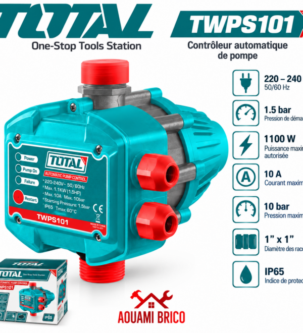 Contrôleur Automatique de Pompe TOTAL 1100 W – 10 Bar IP65