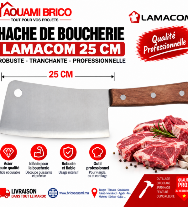 Hache de Boucher Professionnelle LAMACOM 25 cm – Couperet à Viande