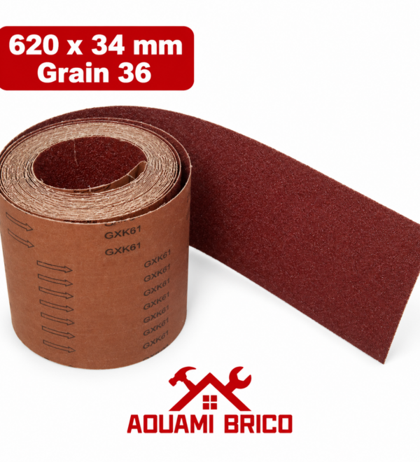 Rouleau de Papier Abrasif LE5A 620 × 34 – Grain 36G