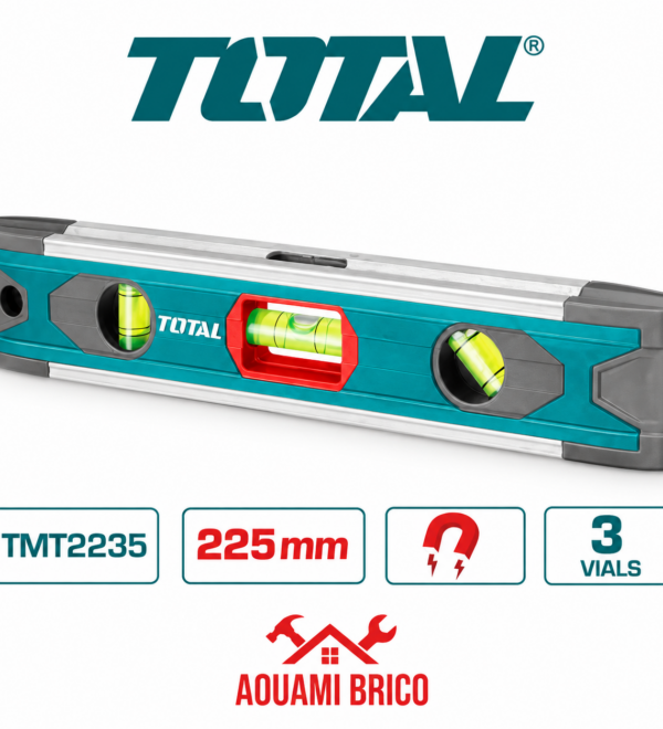 Mini Niveau à Bulle Magnétique TOTAL 225 mm – 3 Fioles