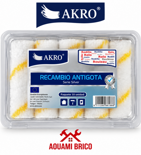 Manchon Rouleau Anti-Goutte AKRO Série Silver – Pack de 10 Pièces