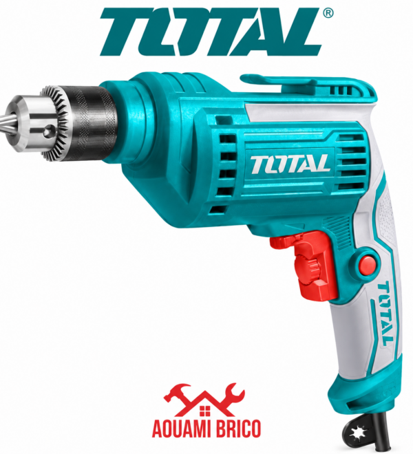 Perceuse Électrique TOTAL 500 W – Mandrin 10 mm, Vitesse Variable 3300 tr/min TD2051026