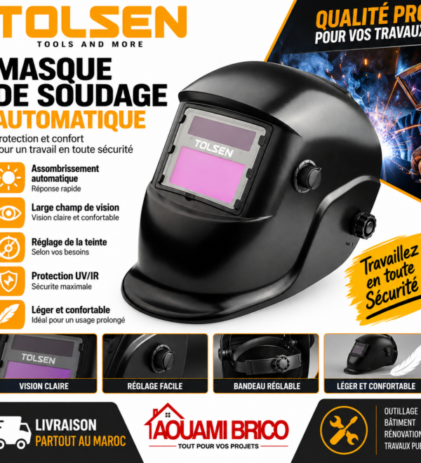 Masque de Soudage Automatique TOLSEN 45087 – Teinte DIN 9-13 Réglable