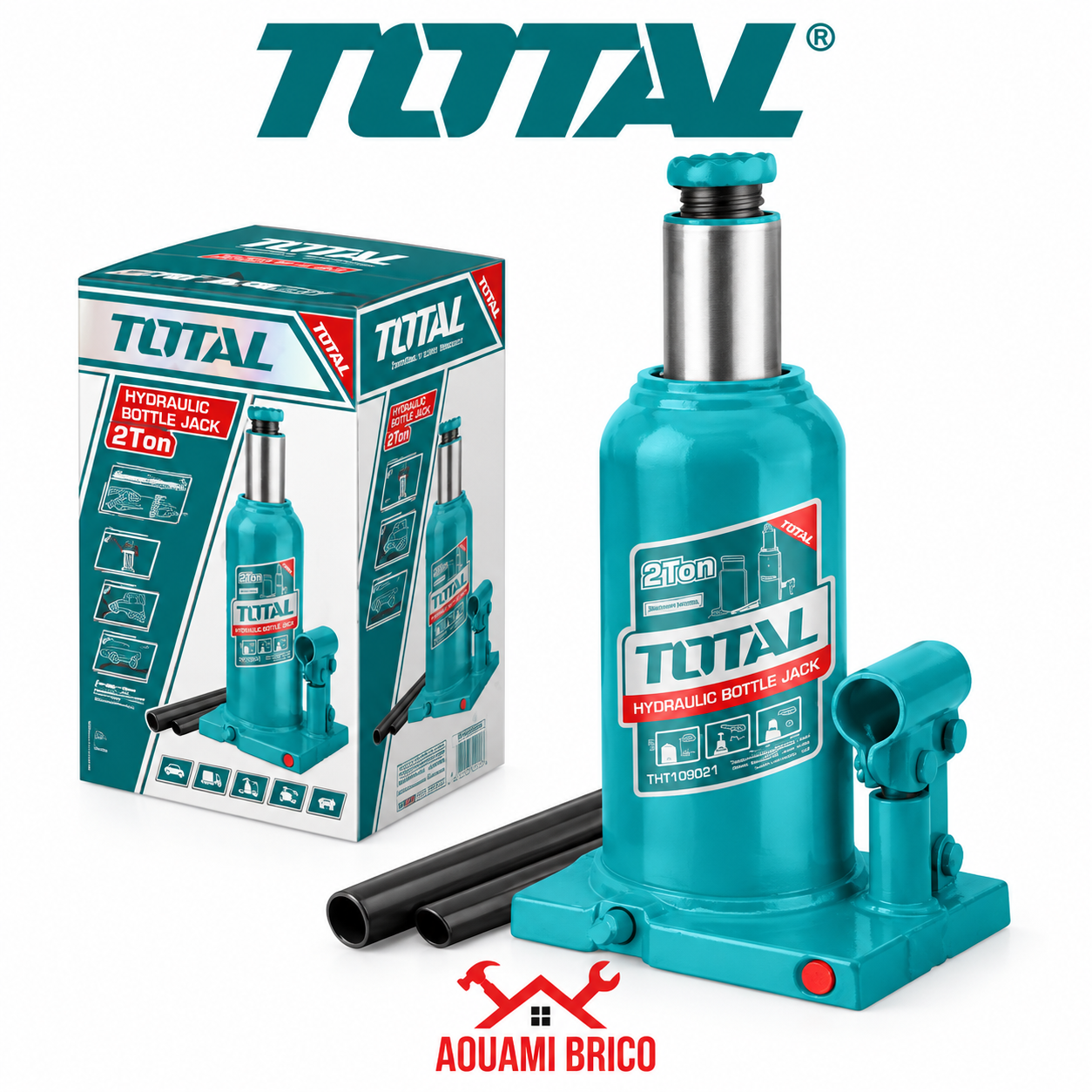 Cric Bouteille Hydraulique TOTAL 2 & 4 Tonnes – Cric Voiture avec Soupape de Sécurité