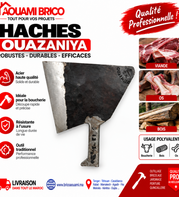 Hache de Boucher Ouazaniya – Hache Professionnelle pour Découpe de Viande