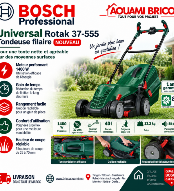 Tondeuse Électrique Bosch UniversalRotak 37-555 – 1400W