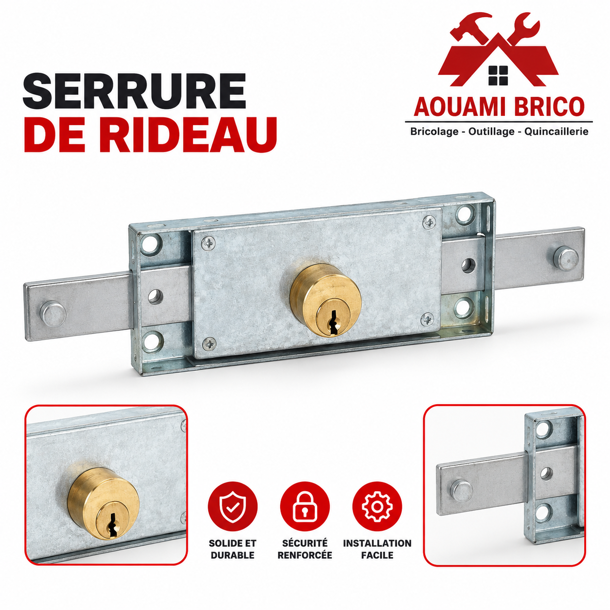 Serrure de rideau métallique – Serrure centrale pour fermeture de commerce