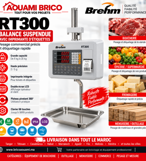 Balance Étiqueteuse Suspendue BREHM RT300 – 6/15 kg