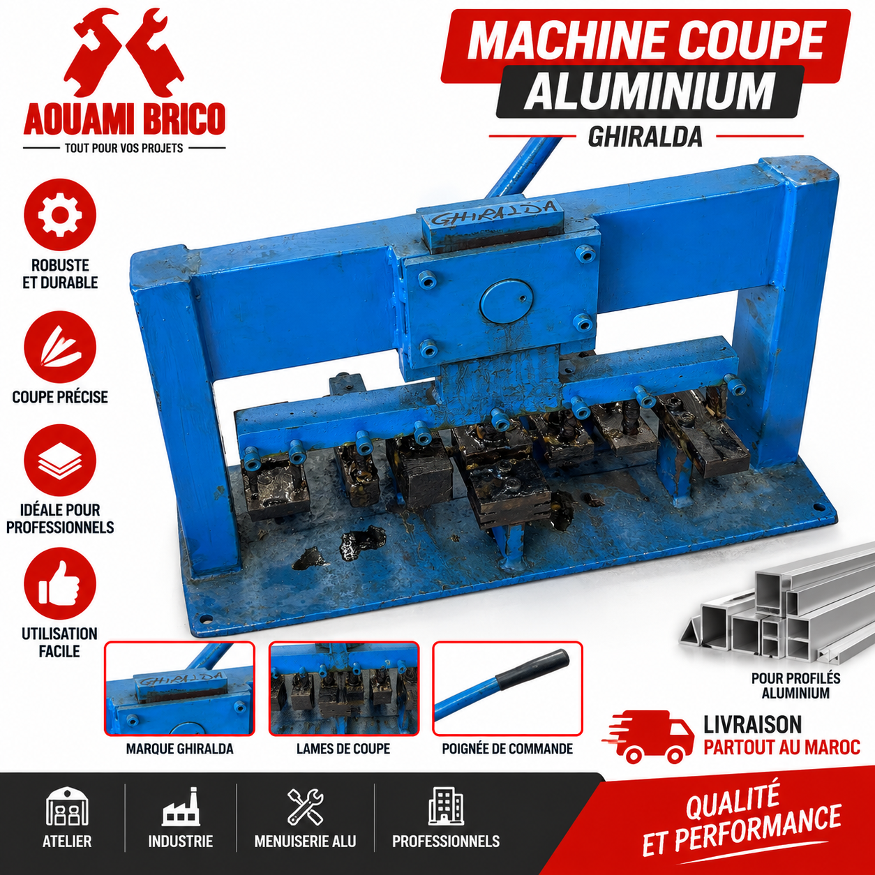 Machine de Coupe pour Profilés Aluminium GHIRALDA – Coupe Manuelle Professionnelle
