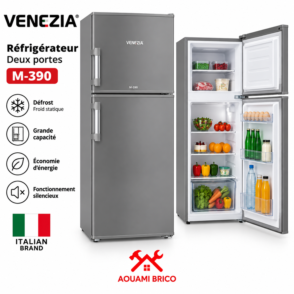 Réfrigérateur 2 portes VENEZIA M-390 Defrost – Réfrigérateur avec congélateur supérieur