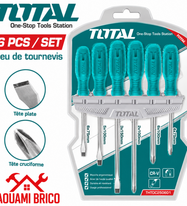 Jeu de 6 Tournevis TOTAL Cr-V – Plats & Phillips