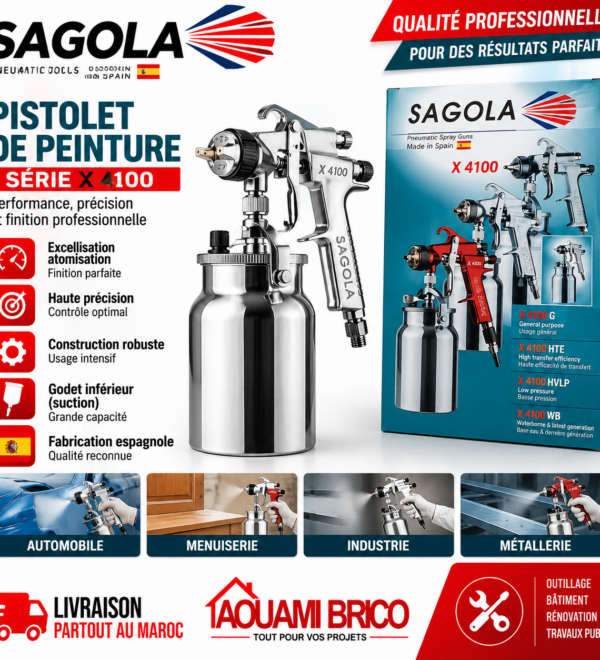 Pistolet à Peinture SAGOLA X 4100 Series Suction – Godet 1L Professionnel