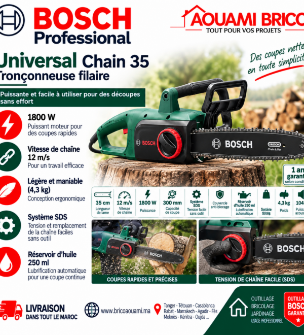 Tronçonneuse Électrique Bosch UniversalChain 35 – 1800W 35 cm