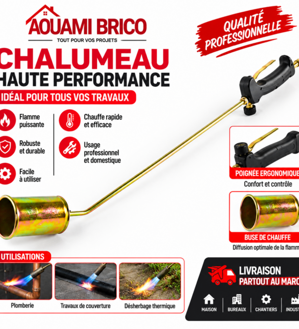 Chalumeau à Gaz Long Professionnel – Brûleur Grande Flamme avec Poignée