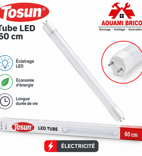 Tube LED T8 60 cm Tosun 9 W 6500 K – Éclairage blanc froid
