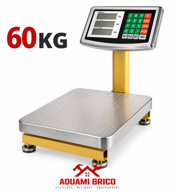 Balance Numérique Électronique 60 kg à Plateau avec Afficheur sur Colonne