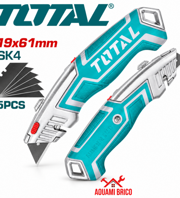 Cutter Professionnel TOTAL 180 × 45 mm – 5 Lames SK5
