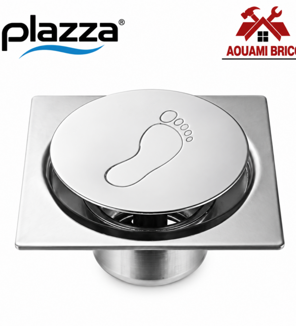 Siphon de Sol Inox PLAZZA 15 × 15 cm – Grille Carrée avec Couvercle Anti-Odeurs