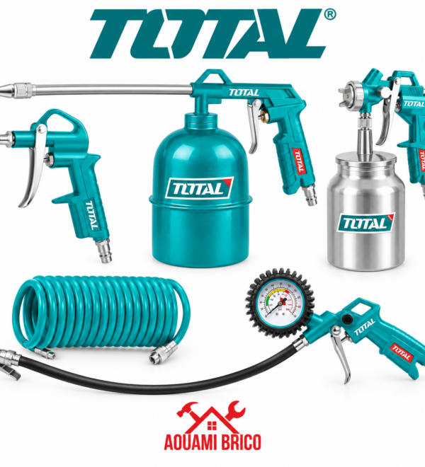 Kit Pneumatique TOTAL 5 Pièces pour Compresseur – Pistolet Peinture, Gonflage, Soufflage & Lavage TATK051-1
