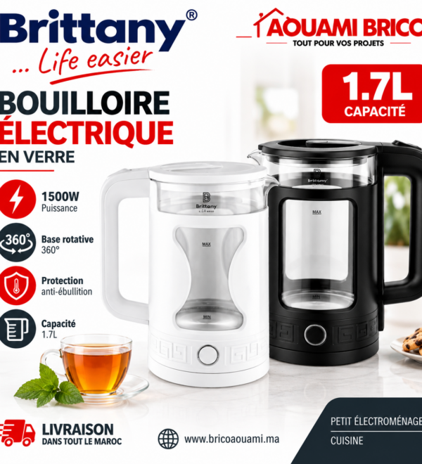 Bouilloire Électrique en Verre Brittany 1,7L – 1500W