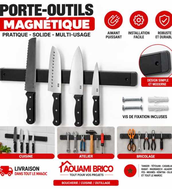 Porte-Couteaux Magnétique Mural – Barre Aimantée pour Boucherie & Cuisine