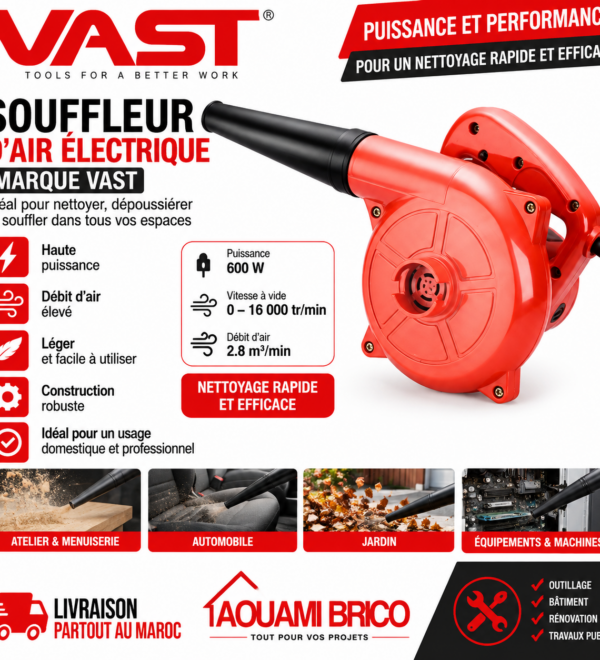 Souffleur Aspirateur VAST KING – 600W, Double Fonction Soufflage & Aspiration