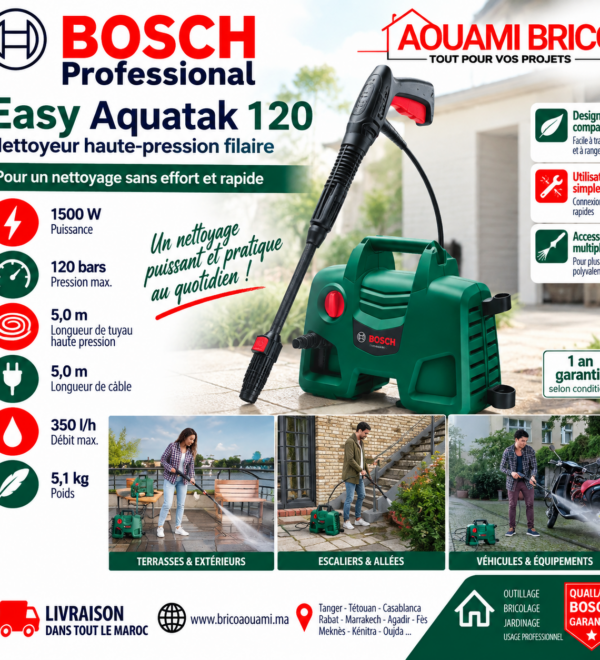 Nettoyeur Haute Pression Bosch EasyAquatak 120 – 1500W 120 Bars