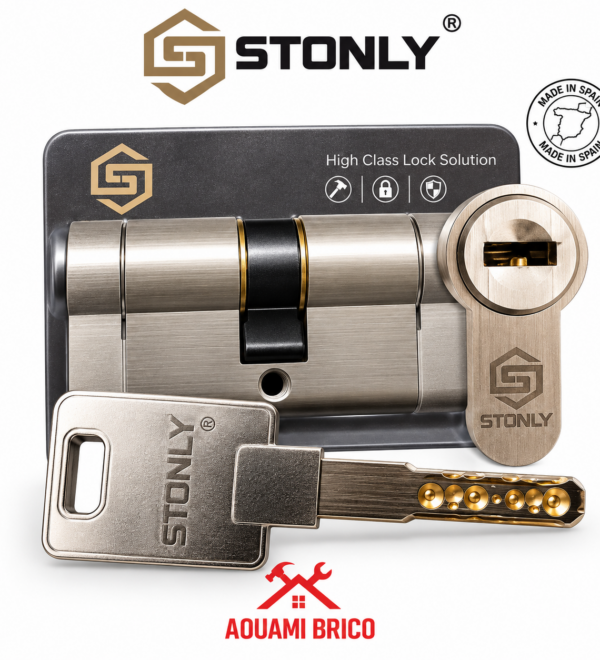 Cylindre de Serrure Haute Sécurité STONLY 60 mm – Antivol avec 5 Clés