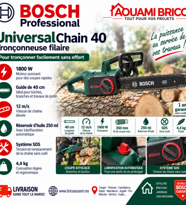Tronçonneuse Électrique Bosch UniversalChain 40 – 1800W 40 cm