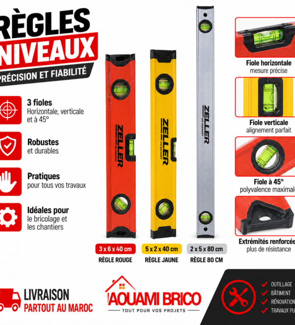 Règle Niveau à Bulle ZETTER – 40 & 80 cm, Plusieurs Modèles