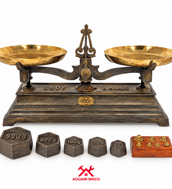 Balance ancienne SROF à deux plateaux – Balance mécanique avec poids