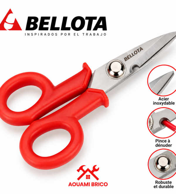 Ciseaux d’électricien BELLOTA 26010 en acier inoxydable – Coupe et dénudage de câbles