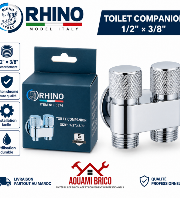 Robinet Double Sortie RHINO pour WC – Répartiteur d’Eau 1/2" × 3/8" Réf. 6376