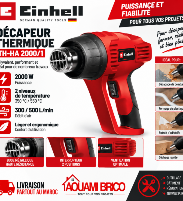 Décapeur Thermique Einhell TH-HA 2000/1 – 2000W, 350°C / 550°C
